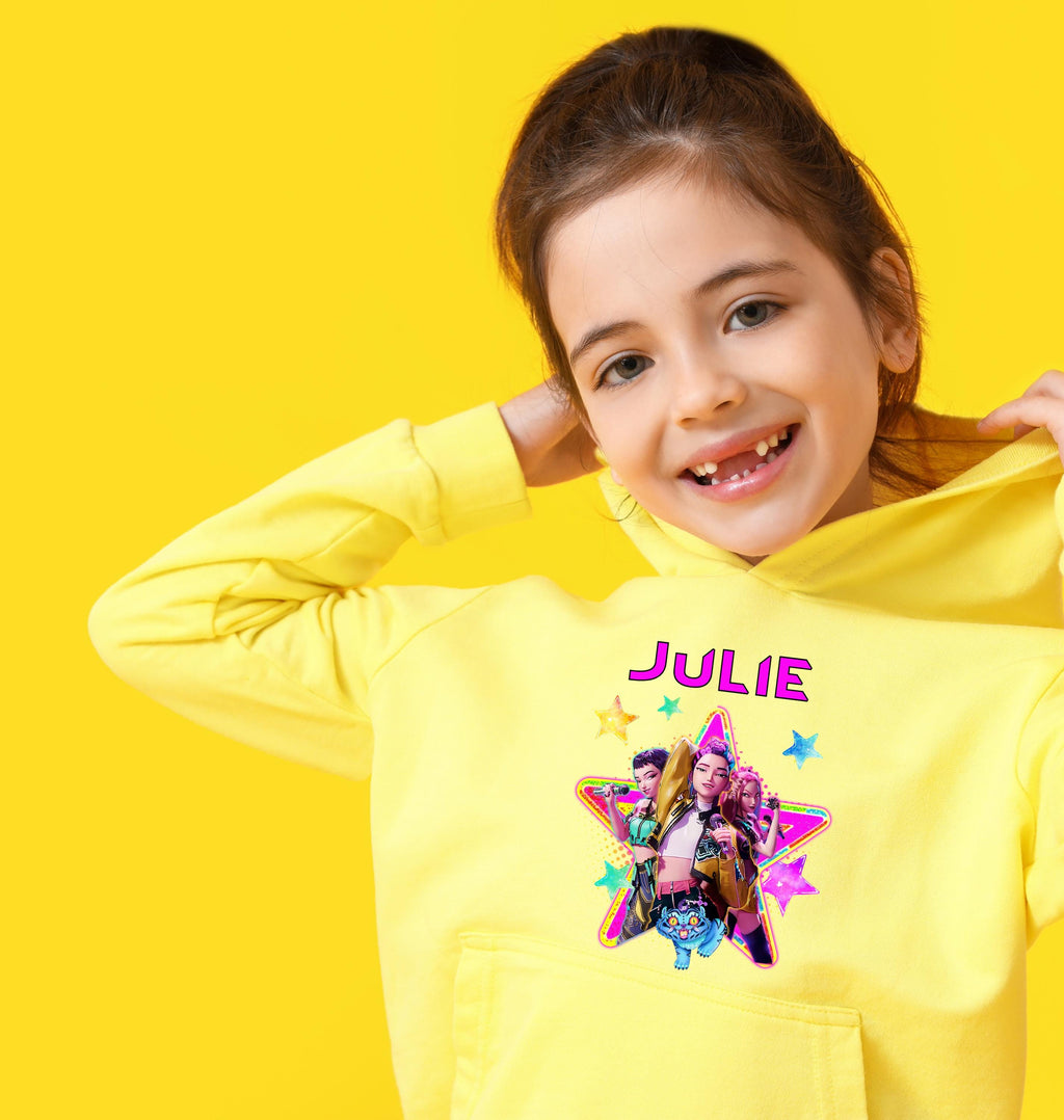 Personalised Huntrix K-Pop Demon Hunters Kids Hoodie | Custom Name Hood | Kpop Gift