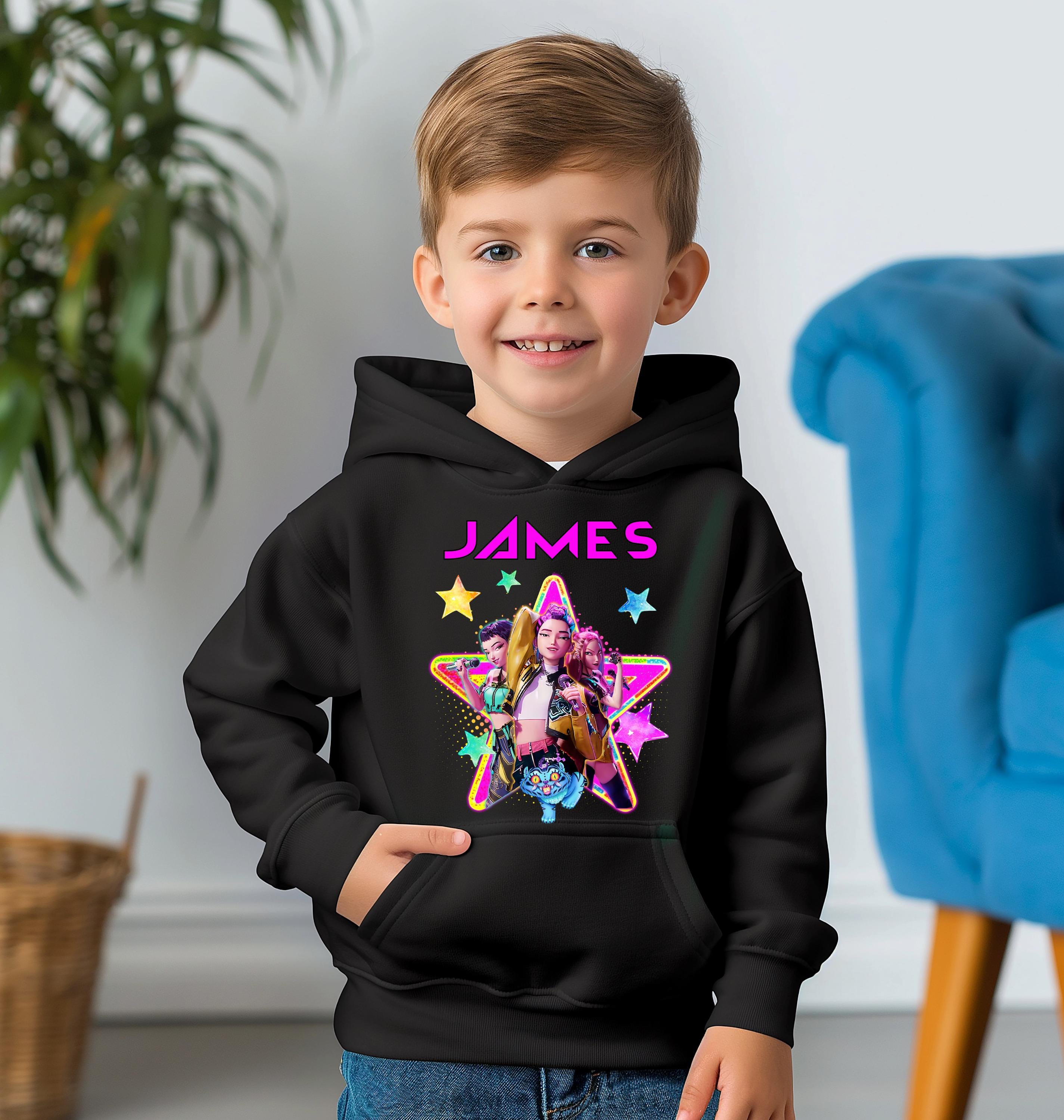 Personalised Huntrix K-Pop Demon Hunters Kids Hoodie | Custom Name Hood | Kpop Gift