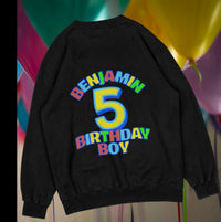 Personalised Birthday Boy Number Sweatshirt with Name & Age
