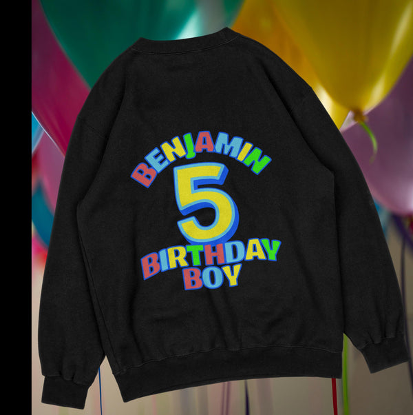 Personalised Birthday Boy Number Sweatshirt with Name & Age