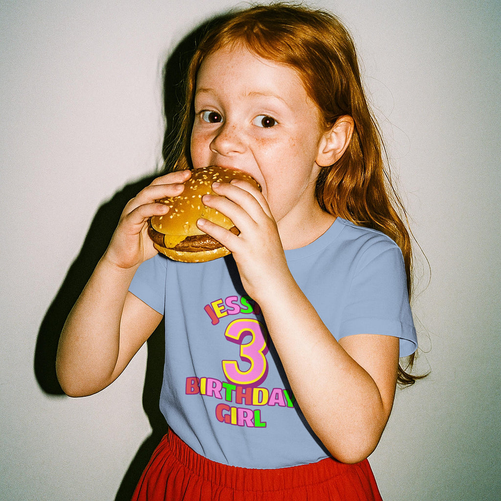 Personalised Birthday Girl Number T-Shirt with Name & Age