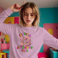 Personalised Birthday Girl Number Sweatshirt with Name & Age