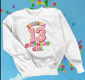 Personalised Birthday Girl Number Sweatshirt with Name & Age
