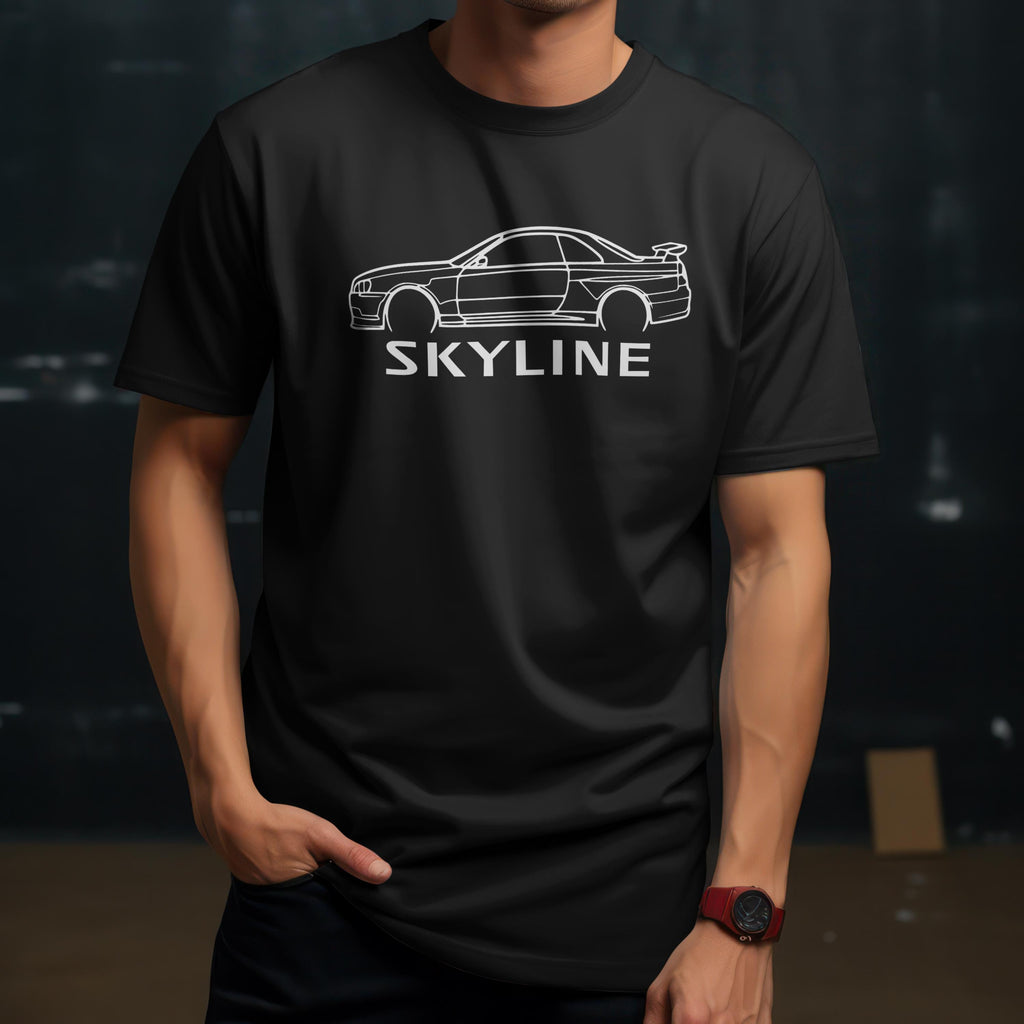 Nissan JDM Car Silhouette T-Shirt, Motorsport Gift for Enthusiasts, Skyline, GTR, Cotton Shirt