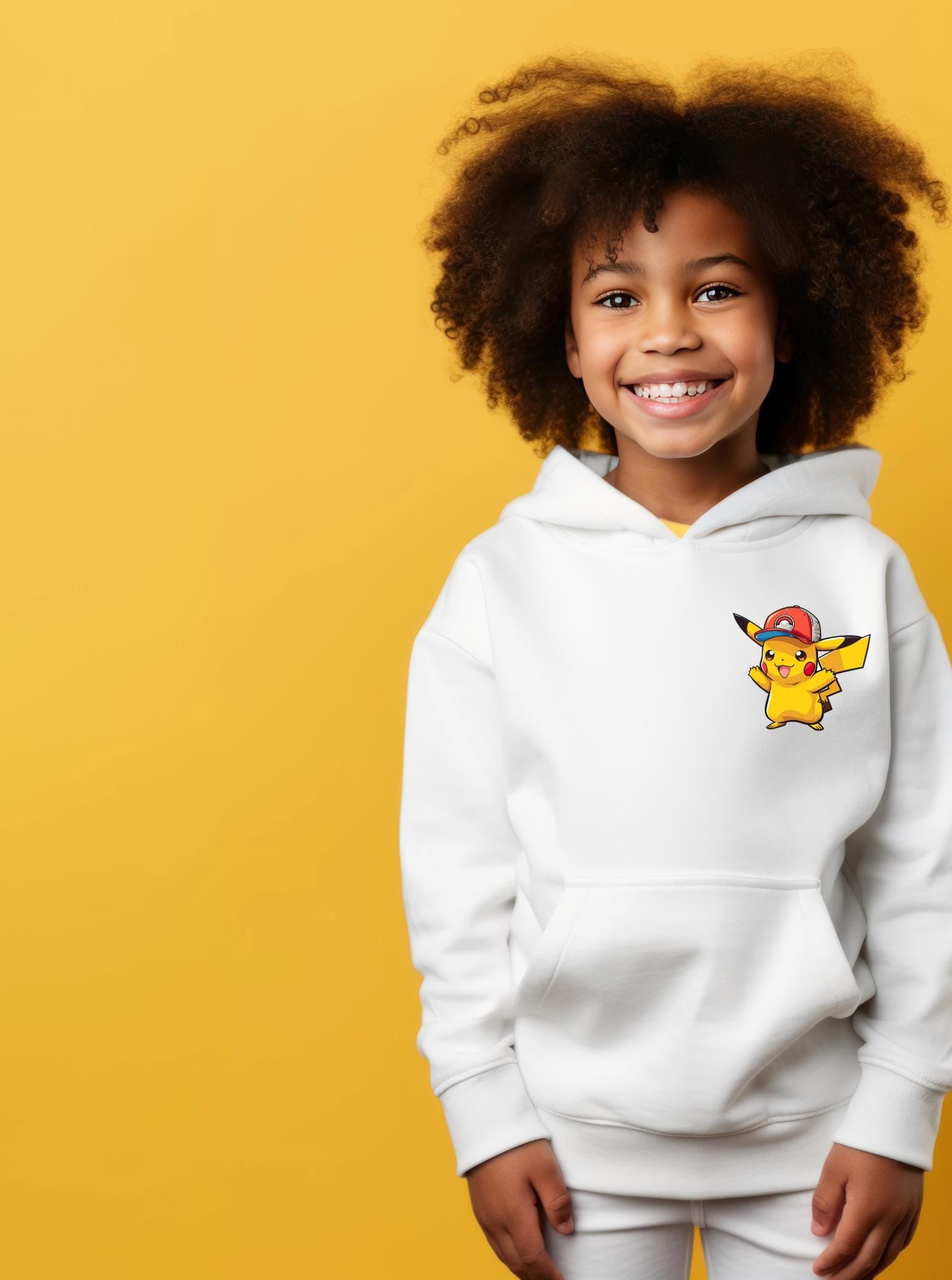 Custom Pokémon Inspired Hoodie – Pikachu Personalised Name on Back – Kids Christmas Gift