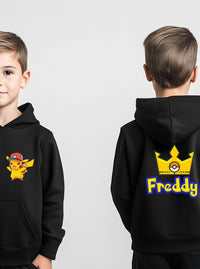 Custom Pokémon Inspired Hoodie – Pikachu Personalised Name on Back – Kids Christmas Gift