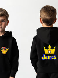 Custom Pokémon Inspired Hoodie – Pikachu Personalised Name on Back – Kids Christmas Gift