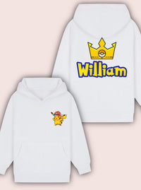 Custom Pokémon Inspired Hoodie – Pikachu Personalised Name on Back – Kids Christmas Gift