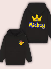 Custom Pokémon Inspired Hoodie – Pikachu Personalised Name on Back – Kids Christmas Gift