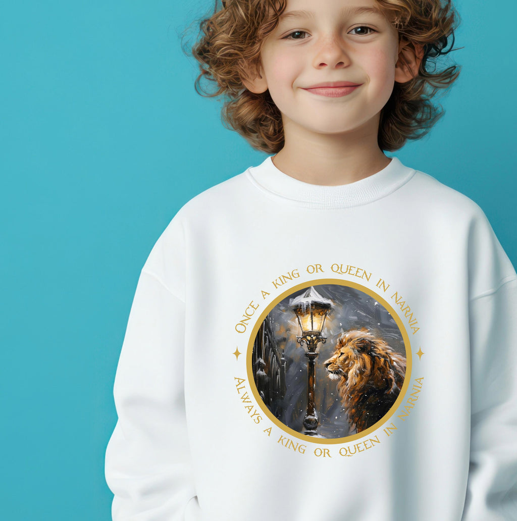 Narnia Sweatshirt Kids & Adults – “Once a King or Queen in Narnia” Lion Jumper – Book Lover
