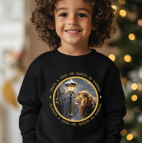 Narnia Sweatshirt Kids & Adults – “Once a King or Queen in Narnia” Lion Jumper – Book Lover