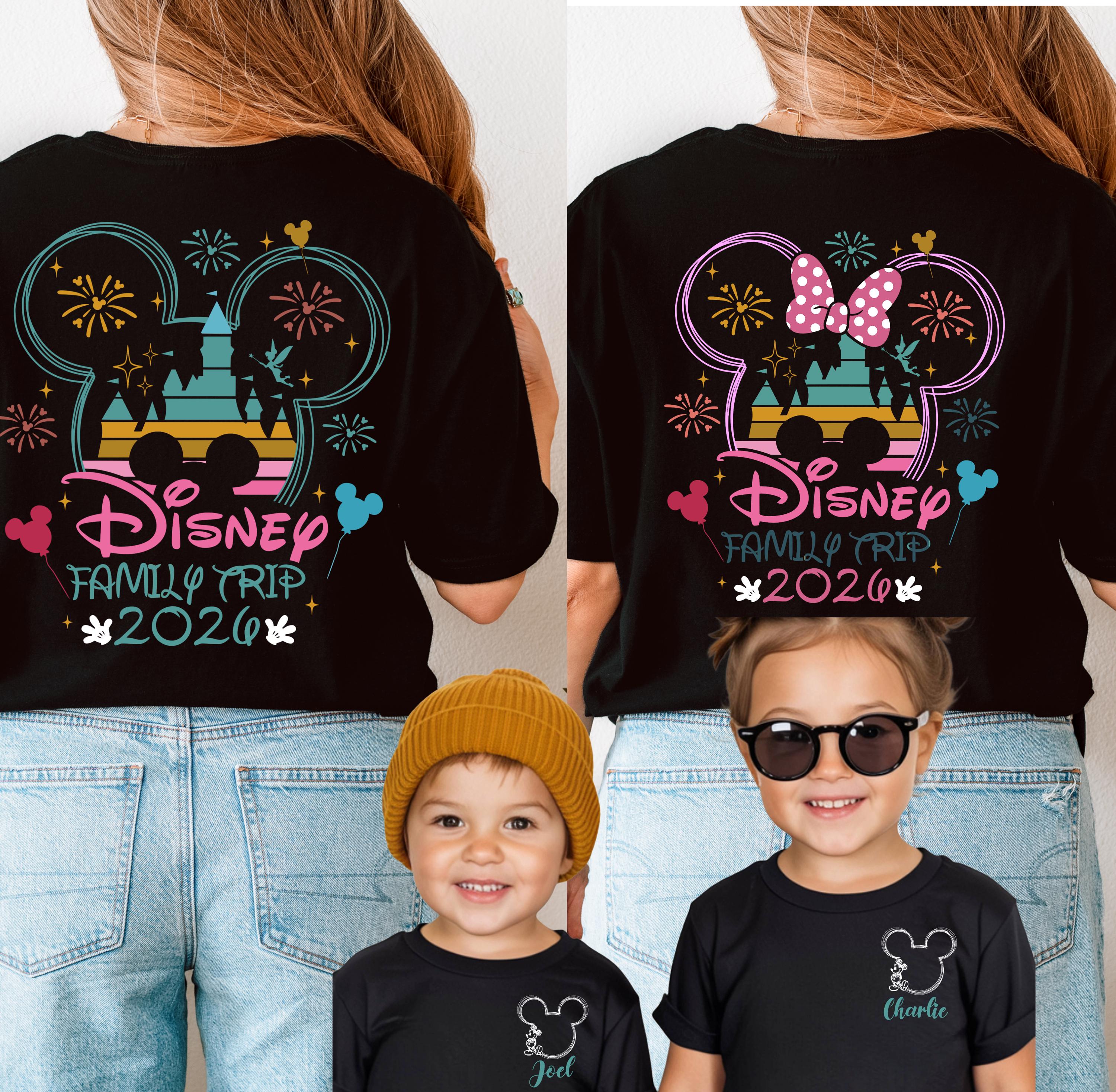 Disney Trip 2026 Family Tshirts – Mickey or Minnie Disneyland T-Shirts - Personalised Group Matching Holiday