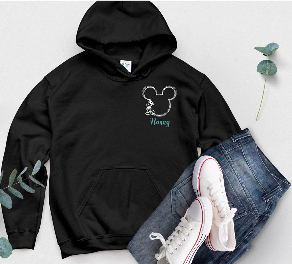 Personalised Disney Hoodie – Mickey or Minnie Back Design | Family Holiday Matching | Custom Name