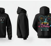Personalised Disney Hoodie – Mickey or Minnie Back Design | Family Holiday Matching | Custom Name