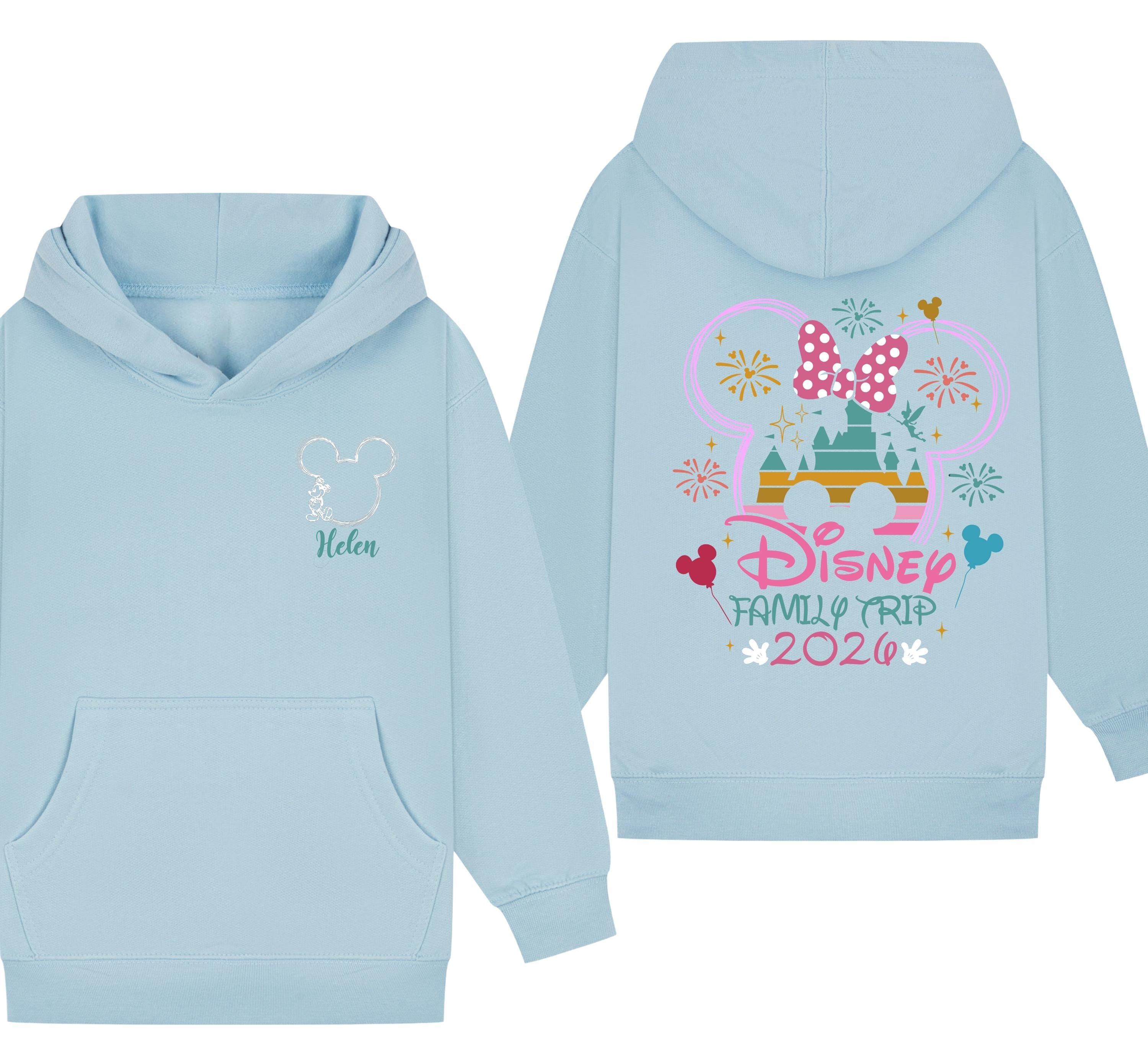 Personalised Disney Hoodie – Mickey or Minnie Back Design | Family Holiday Matching | Custom Name