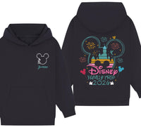 Personalised Disney Hoodie – Mickey or Minnie Back Design | Family Holiday Matching | Custom Name