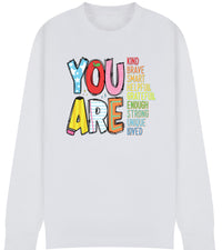 You Are Enough Affirmation Sweatshirt | Positive Message Jumper for Kids | Teacher & Mom Encouragement Top | Kindness Confidence Gift