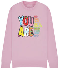 You Are Enough Affirmation Sweatshirt | Positive Message Jumper for Kids | Teacher & Mom Encouragement Top | Kindness Confidence Gift