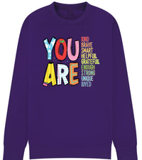 You Are Enough Affirmation Sweatshirt | Positive Message Jumper for Kids | Teacher & Mom Encouragement Top | Kindness Confidence Gift