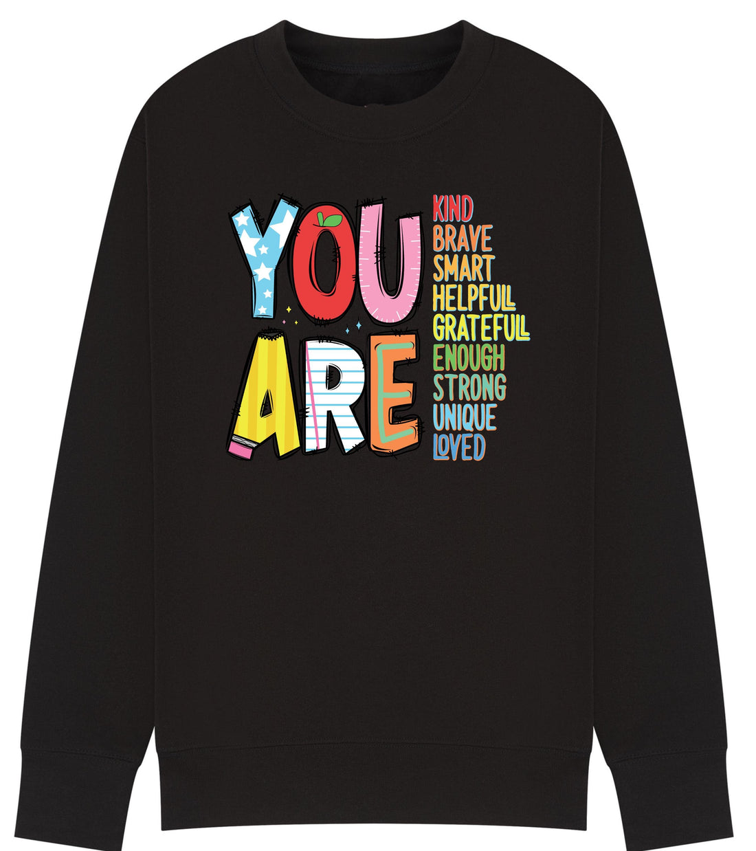 You Are Enough Affirmation Sweatshirt | Positive Message Jumper for Kids | Teacher & Mom Encouragement Top | Kindness Confidence Gift