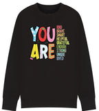 You Are Enough Affirmation Sweatshirt | Positive Message Jumper for Kids | Teacher & Mom Encouragement Top | Kindness Confidence Gift