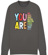 You Are Enough Affirmation Sweatshirt | Positive Message Jumper for Kids | Teacher & Mom Encouragement Top | Kindness Confidence Gift