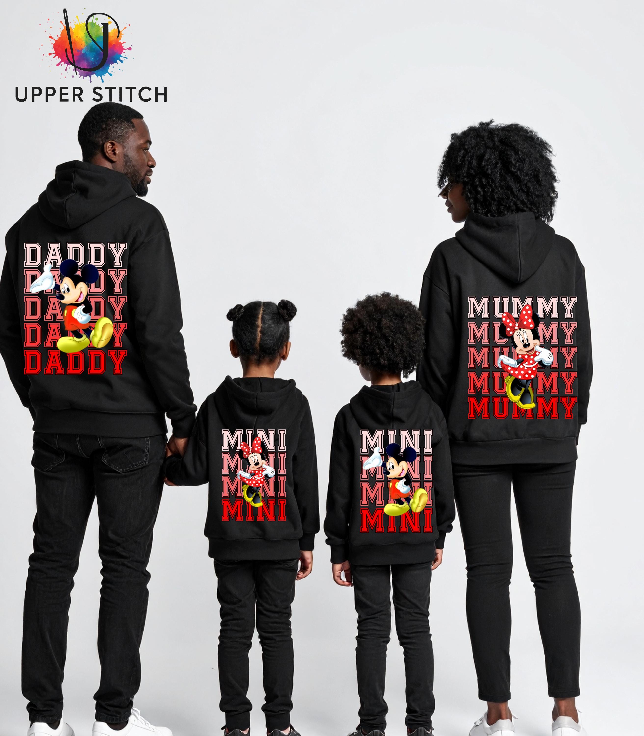 Personalised Disney Family Matching Hoodies – Mummy Daddy Mini – Mickey or Minnie - Trip Outfit