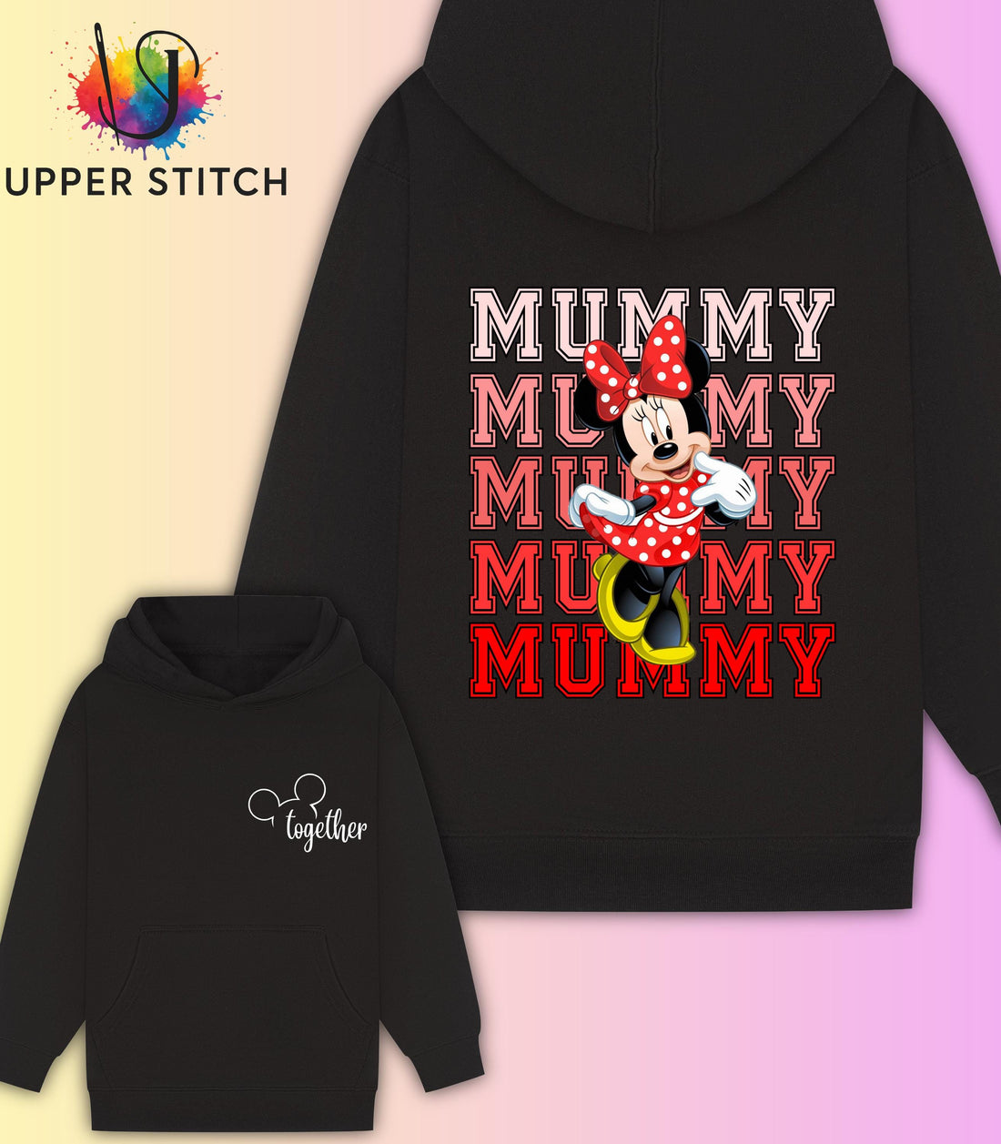 Personalised Disney Family Matching Hoodies – Mummy Daddy Mini – Mickey or Minnie - Trip Outfit