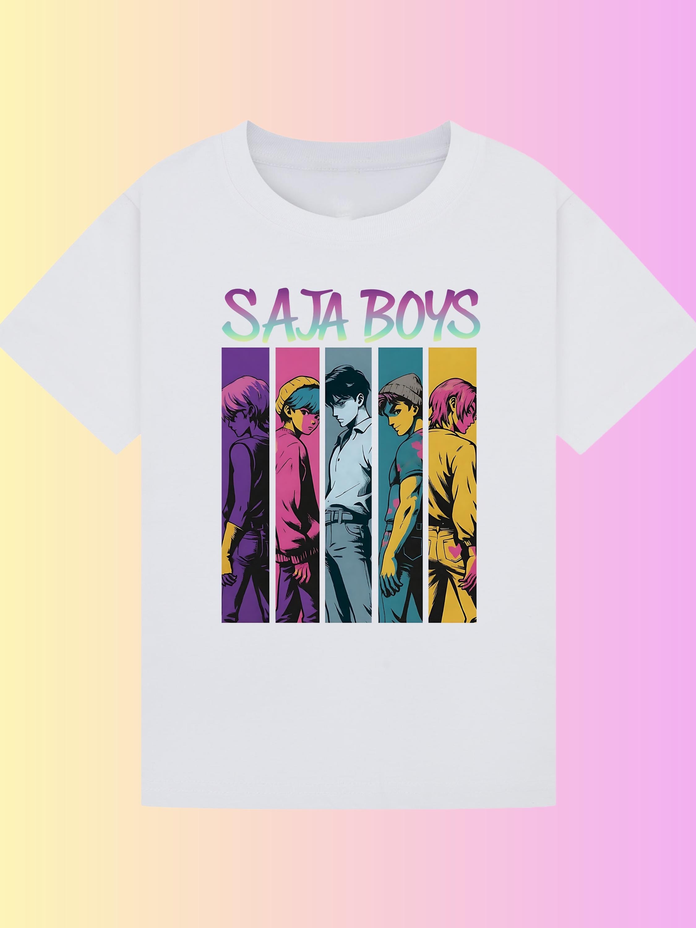 Saja Boys T-Shirt | K-Pop Inspired Comic Strip Graphic Tee | Unisex Kids & Adults