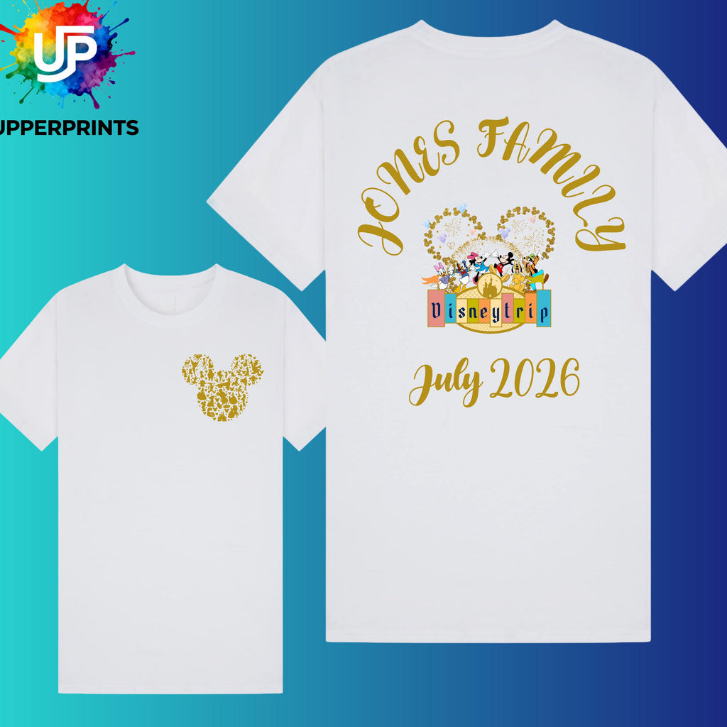 Personalised Disney Trip T-Shirts | Matching Family Disney Shirts | Custom Front & Back | Kids, Adults and Plus size | Disney Holiday Tee