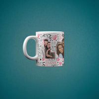 Personalised Valentine Photo Mug – Custom LOVE Mug with 4 Photos – Romantic Gift for Him or Her