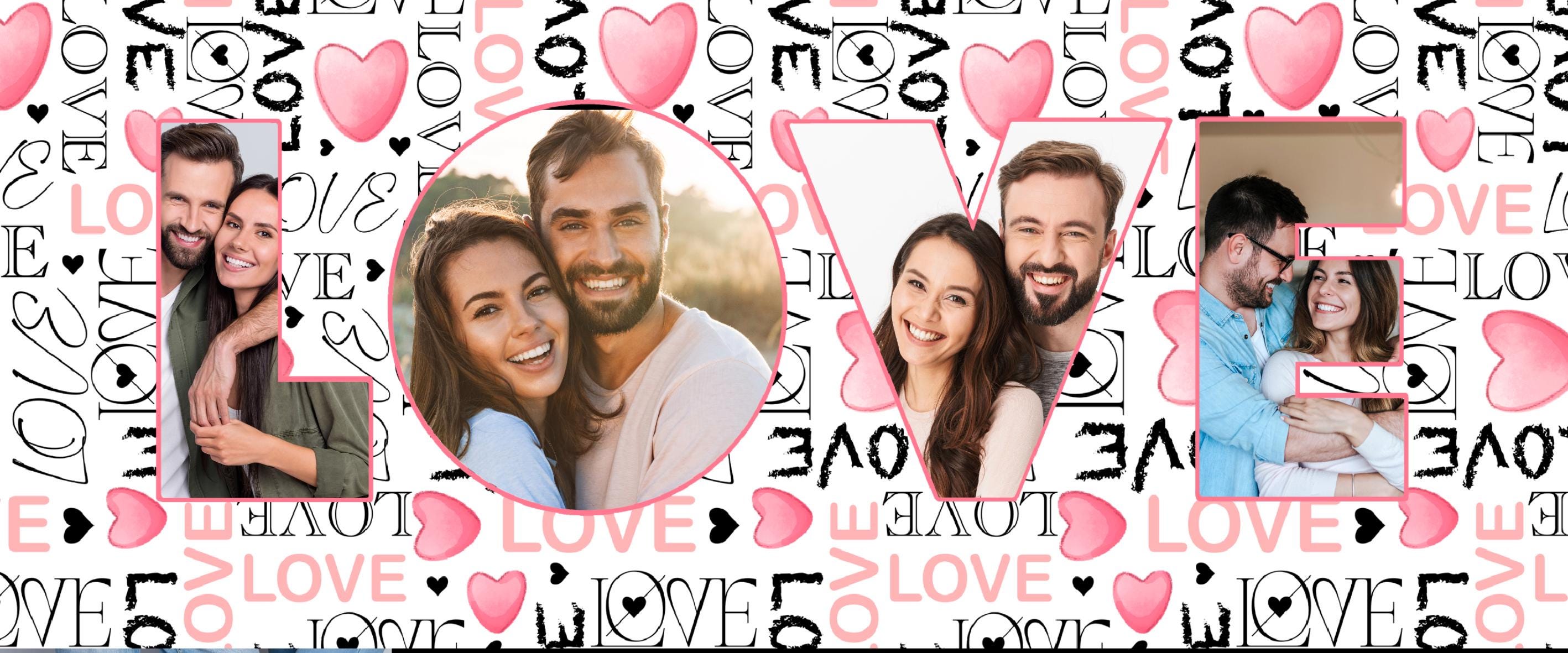 Personalised Valentine Photo Mug – Custom LOVE Mug with 4 Photos – Romantic Gift for Him or Her