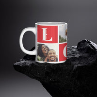 Personalised Valentine Photo Mug – Custom picture Mug with up to 8 Photos – Romantic Gift for Him or Her