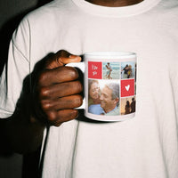 Personalised Valentine Photo Mug – Custom picture Mug with up to 8 Photos – Romantic Gift for Him or Her