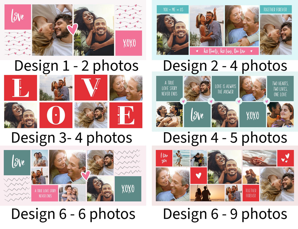 Personalised Valentine Photo Mug – Custom picture Mug with up to 8 Photos – Romantic Gift for Him or Her