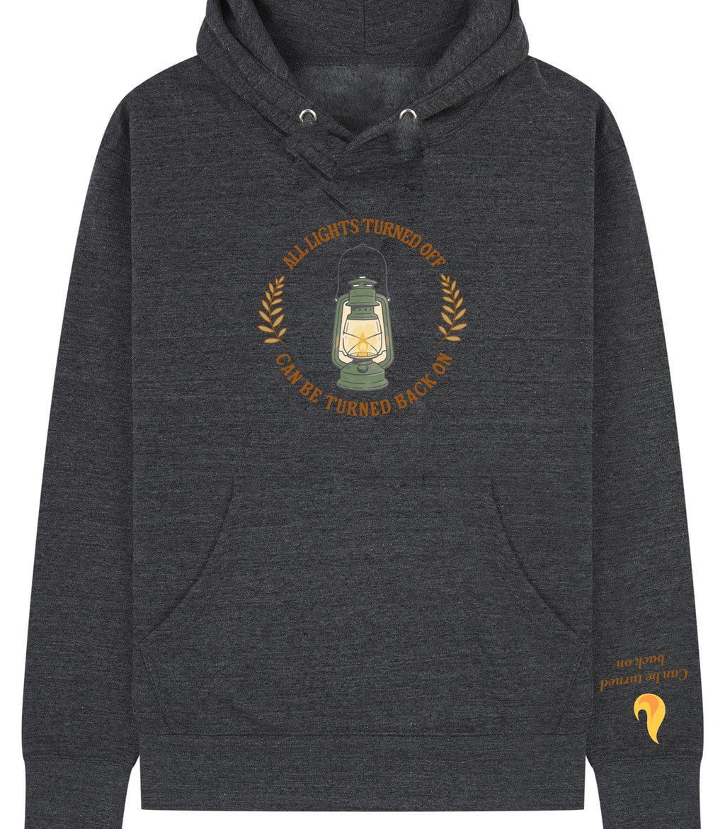 Noah Kahan Inspired hoodie | 'All Lights Turned Off Can Be Turned Back On' Lantern Hood | Sleeve detail