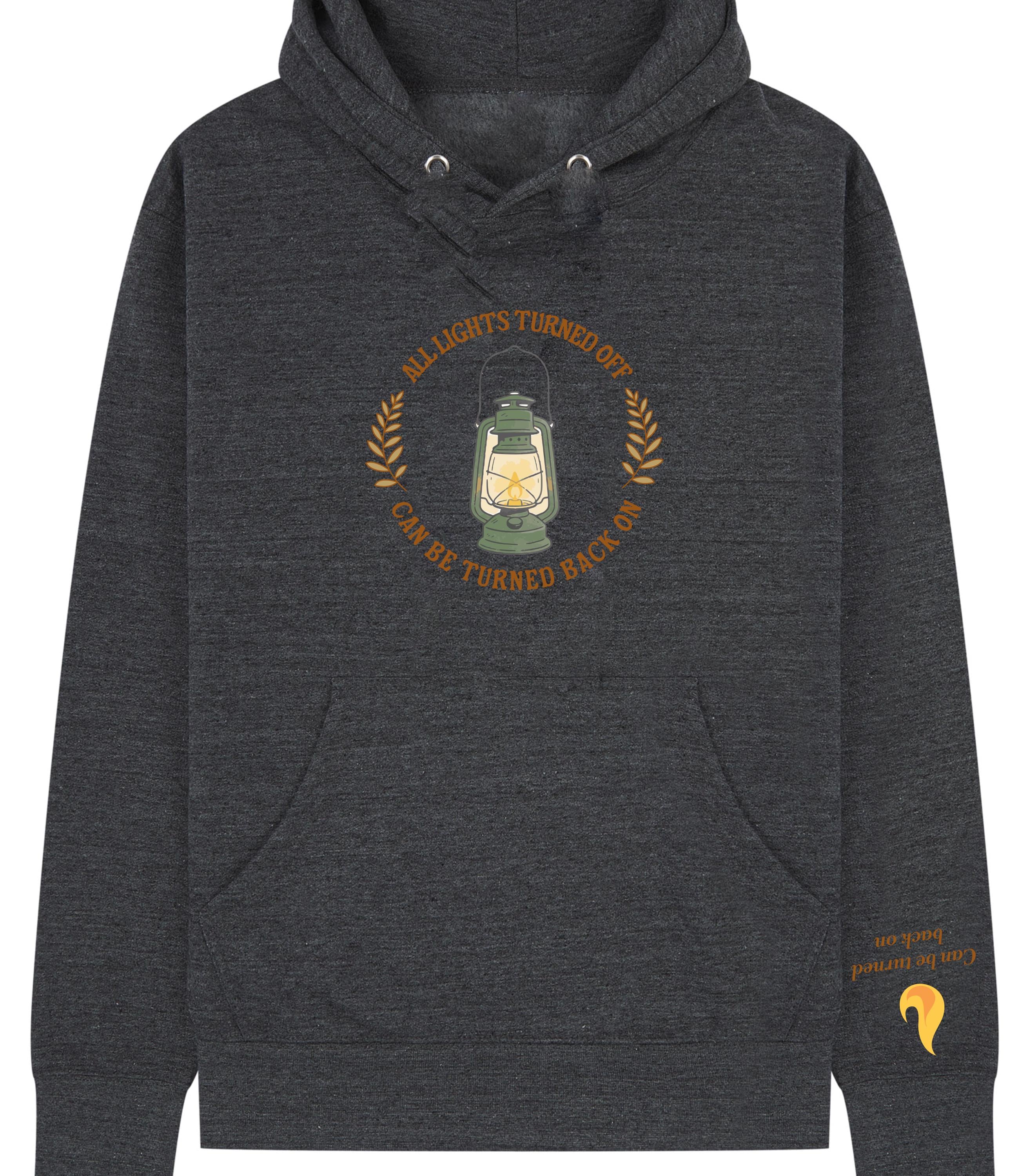 Noah Kahan Inspired hoodie | 'All Lights Turned Off Can Be Turned Back On' Lantern Hood | Sleeve detail