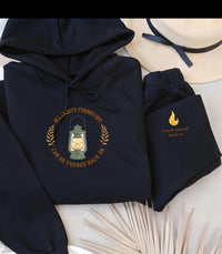 Noah Kahan Inspired hoodie | 'All Lights Turned Off Can Be Turned Back On' Lantern Hood | Sleeve detail