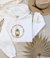 Noah Kahan Inspired hoodie | 'All Lights Turned Off Can Be Turned Back On' Lantern Hood | Sleeve detail