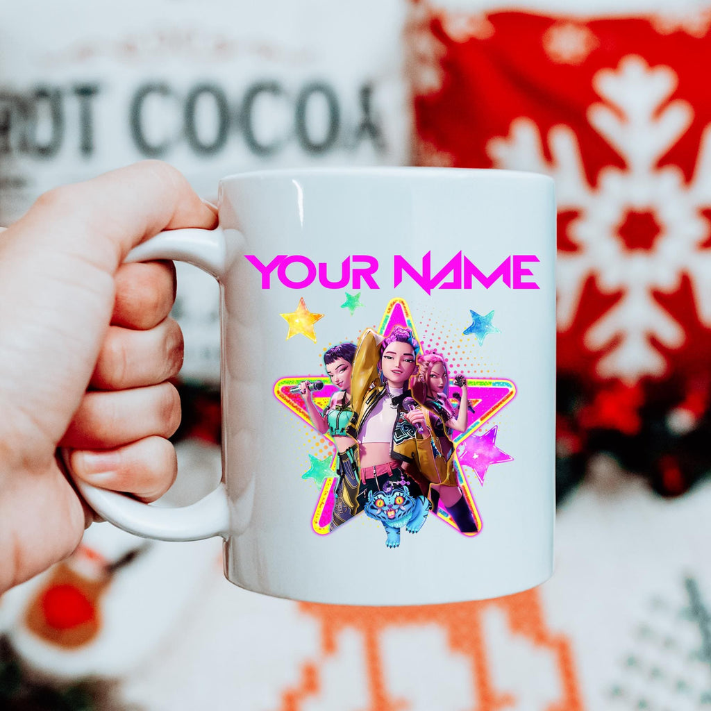 Custom K-Pop Demon Hunters Mug Huntrix Inspired | Personalised name cup | K-Pop Anime | Kids Gift