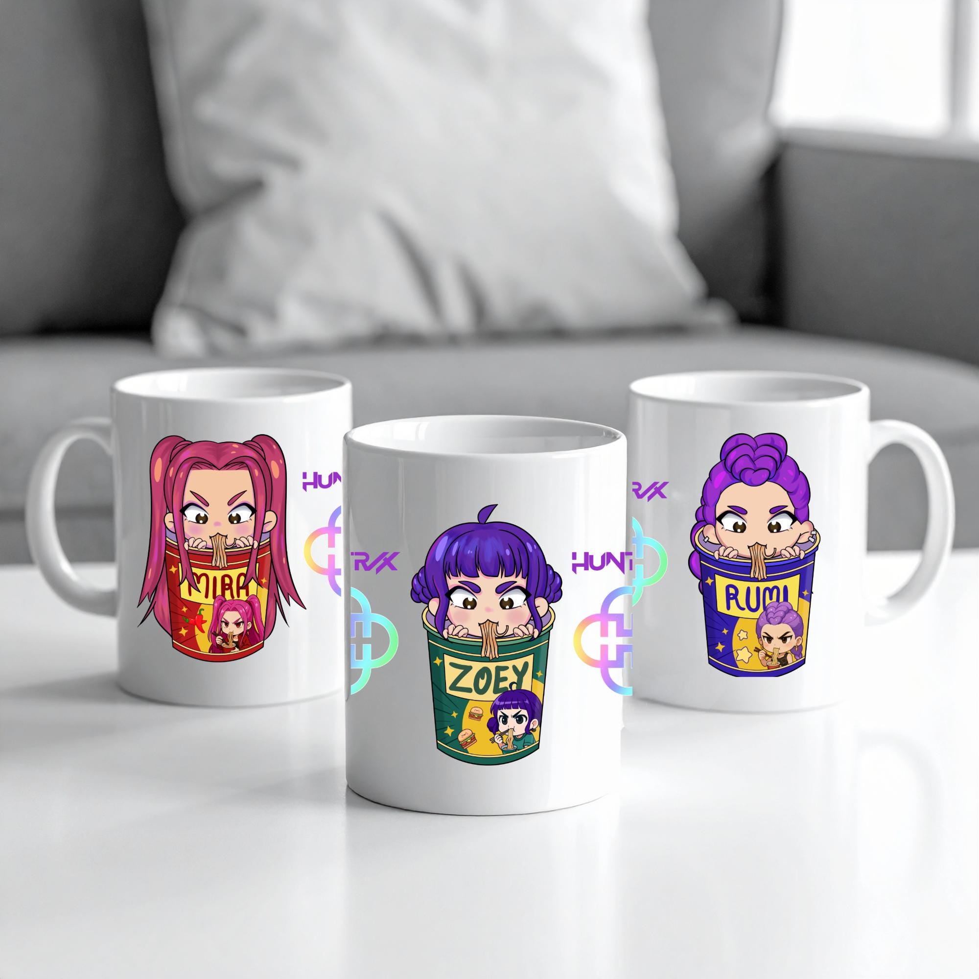 K-Pop Demon Hunters Mug Huntrix Inspired | Rumi Mira Zoey | K-Pop Anime Coffee Cup | Kids Gift