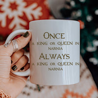 Narnia Inspired Mug | Aslan & Lamppost Design | "Once a King or Queen in Narnia" Quote | Gift for Book Lovers