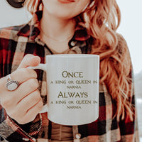 Narnia Inspired Mug | Aslan & Lamppost Design | "Once a King or Queen in Narnia" Quote | Gift for Book Lovers