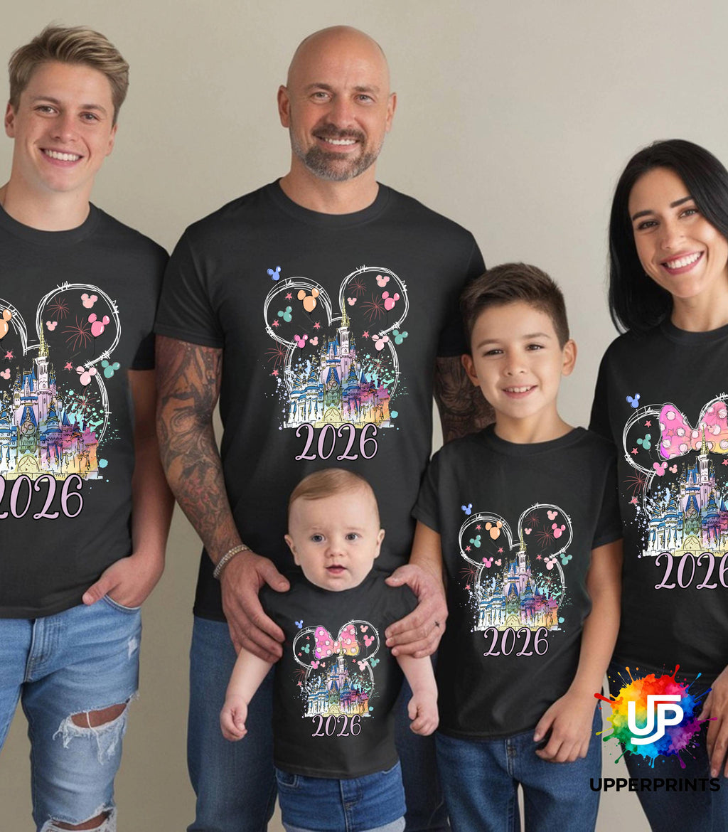 2026 Disney Trip Personalised T-Shirt | Mickey or Minnie Design | Matching Family & Group Shirts