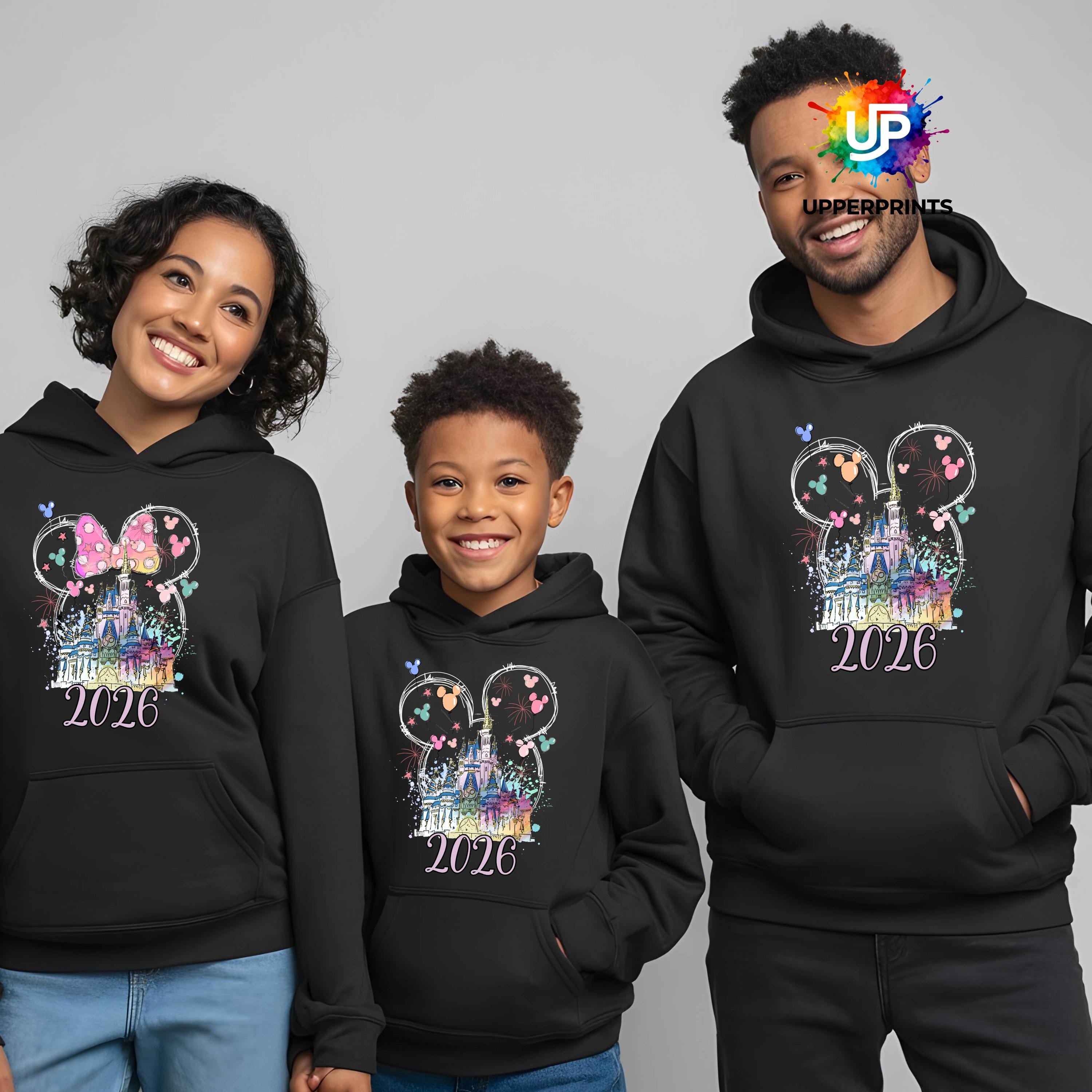 2026 Disney Trip Personalised Hoodie | Mickey or Minnie Design | Matching Family & Group tops
