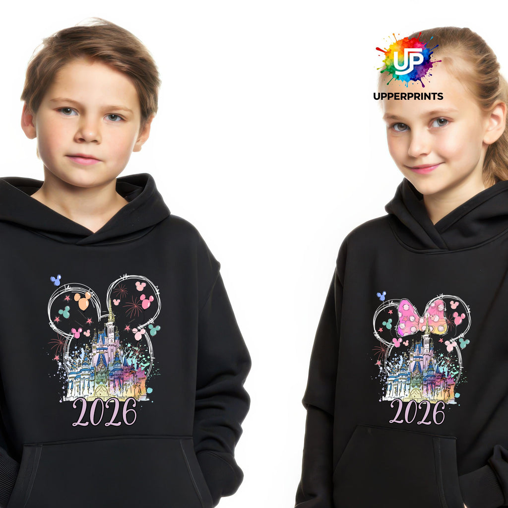 2026 Disney Trip Personalised Hoodie | Mickey or Minnie Design | Matching Family & Group tops