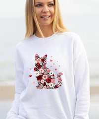 Floral Cat Sweatshirt, Cat Lover Jumper, Flower Kitty Design, Cozy Sweater, Gift for Cat Mum, Sizes S–5XL