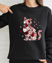 Floral Cat Sweatshirt, Cat Lover Jumper, Flower Kitty Design, Cozy Sweater, Gift for Cat Mum, Sizes S–5XL