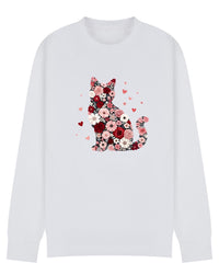 Floral Cat Sweatshirt, Cat Lover Jumper, Flower Kitty Design, Cozy Sweater, Gift for Cat Mum, Sizes S–5XL