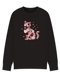 Floral Cat Sweatshirt, Cat Lover Jumper, Flower Kitty Design, Cozy Sweater, Gift for Cat Mum, Sizes S–5XL